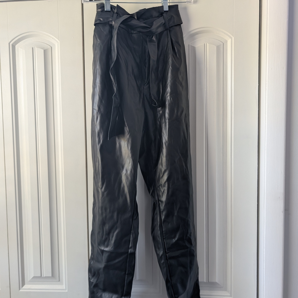 BB Dakota Black Faux Leather Pants